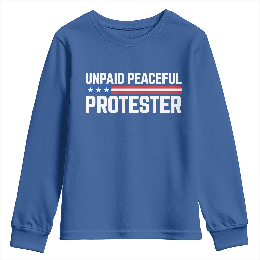 Unpaid Peaceful Protester Patriotic Stripe Youth Sweatshirt American Flag Activist TS02 Royal Blue Print Your Wear