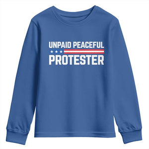 Unpaid Peaceful Protester Patriotic Stripe Youth Sweatshirt American Flag Activist TS02 Royal Blue Print Your Wear