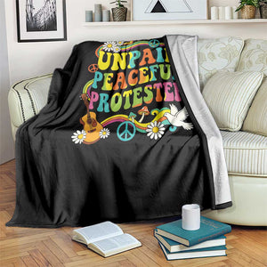 Unpaid Peaceful Protester Retro Hippie Rainbow Throw Blanket Flower Power Peace Activist TS02 Print Your Wear