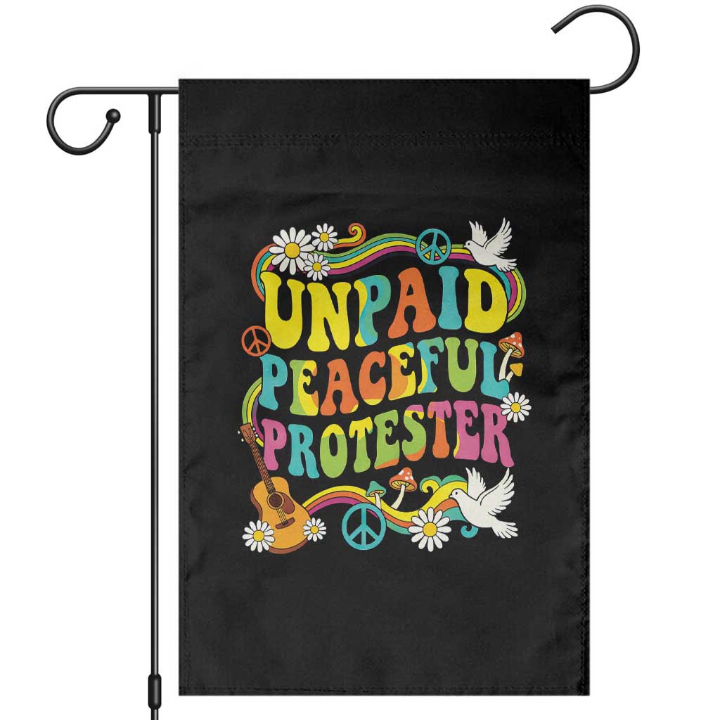 Unpaid Peaceful Protester Retro Hippie Rainbow Garden Flag Flower Power Peace Activist TS02 Black Print Your Wear