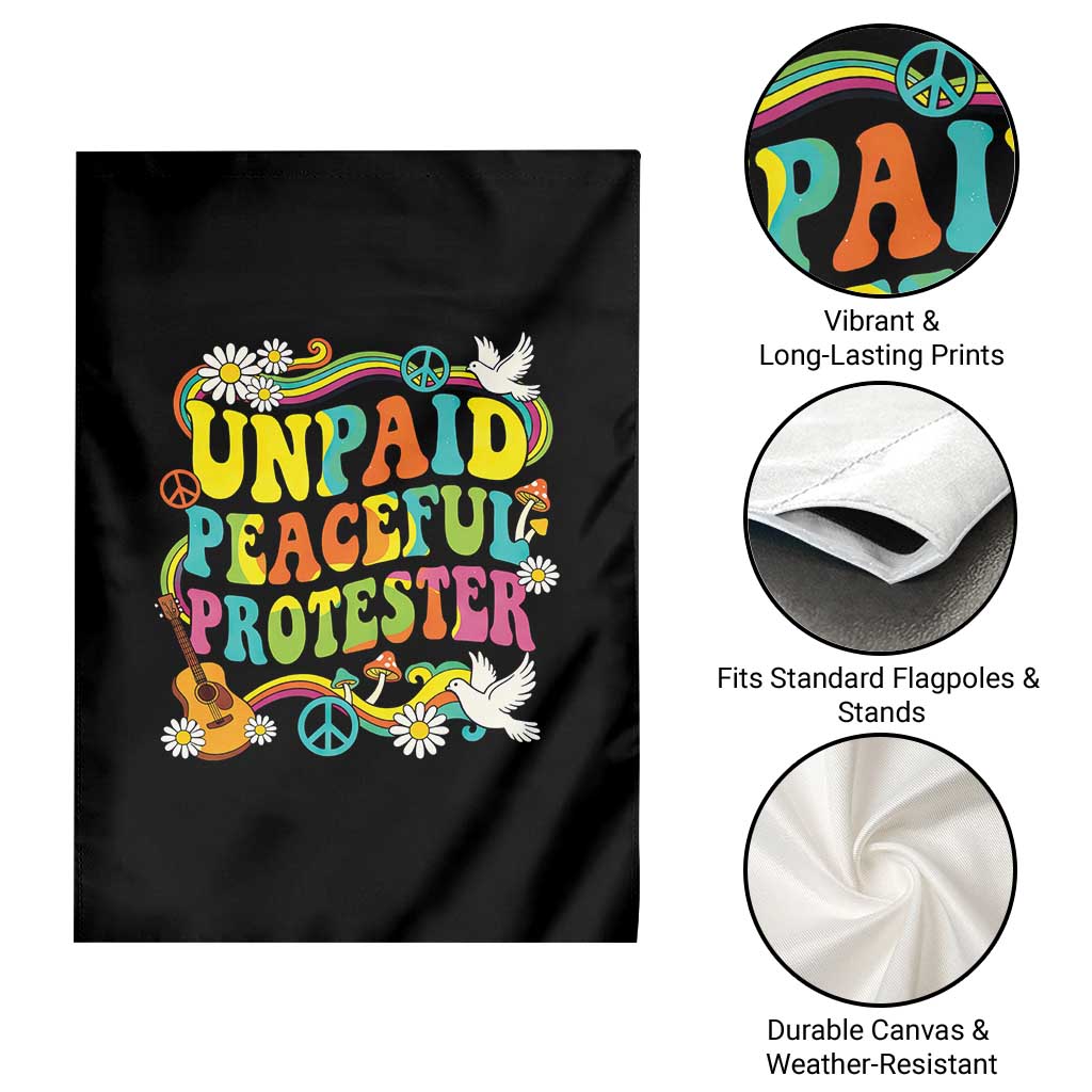 Unpaid Peaceful Protester Retro Hippie Rainbow Garden Flag Flower Power Peace Activist TS02 Print Your Wear