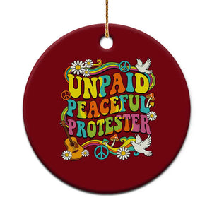 Unpaid Peaceful Protester Retro Hippie Rainbow Ceramic Ornament Flower Power Peace Activist TS02 1pc Red Print Your Wear