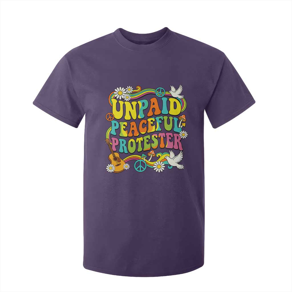 Unpaid Peaceful Protester Retro Hippie Rainbow T Shirt For Kid Flower Power Peace Activist TS02 Purple Print Your Wear