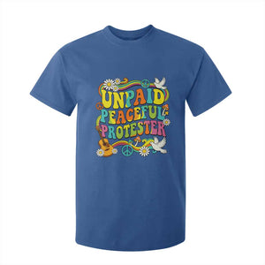 Unpaid Peaceful Protester Retro Hippie Rainbow T Shirt For Kid Flower Power Peace Activist TS02 Royal Blue Print Your Wear