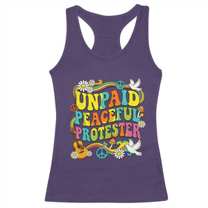 Unpaid Peaceful Protester Retro Hippie Rainbow Racerback Tank Top Flower Power Peace Activist TS02 Purple Print Your Wear