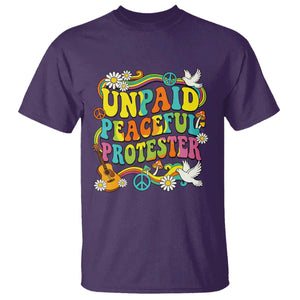 Unpaid Peaceful Protester Retro Hippie Rainbow T Shirt Flower Power Peace Activist TS02 Purple Print Your Wear