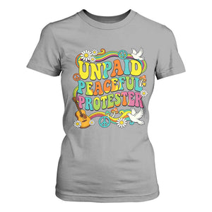 Unpaid Peaceful Protester Retro Hippie Rainbow T Shirt For Women Flower Power Peace Activist TS02 Sport Gray Print Your Wear