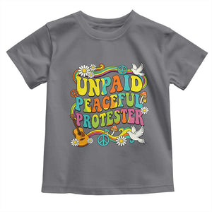 Unpaid Peaceful Protester Retro Hippie Rainbow Toddler T Shirt Flower Power Peace Activist TS02 Charcoal Print Your Wear