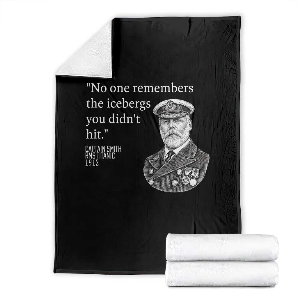 Funny Vintage Ship Captain Saying Throw Blanket No One Remembers the Icebergs You Did Not Hit Dark Humor TS02 Black Print Your Wear