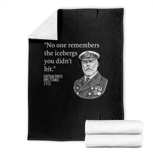 Funny Vintage Ship Captain Saying Throw Blanket No One Remembers the Icebergs You Did Not Hit Dark Humor TS02 Black Print Your Wear