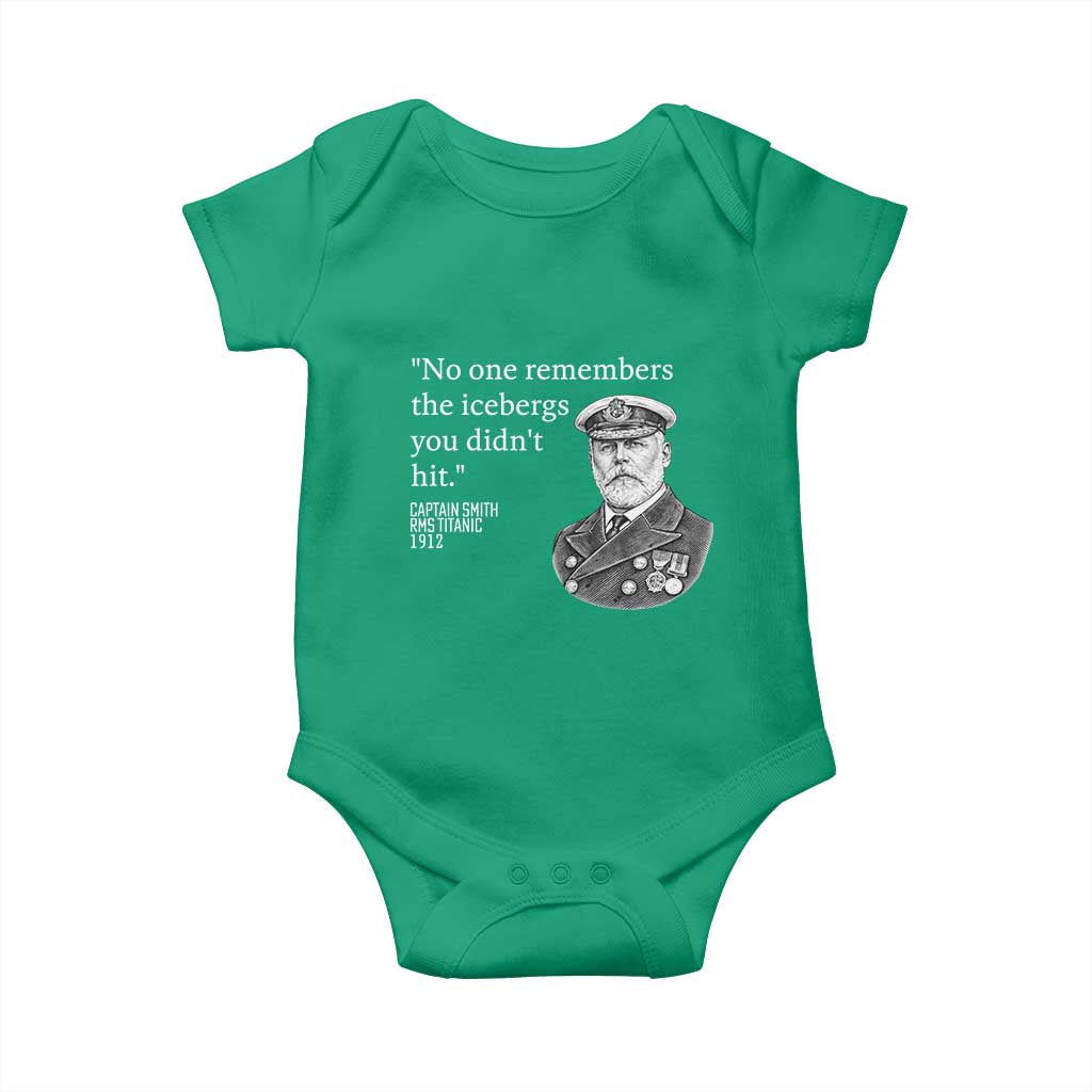 Funny Vintage Ship Captain Saying Baby Onesie No One Remembers the Icebergs You Did Not Hit Dark Humor TS02 Irish Green Print Your Wear