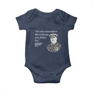 Funny Vintage Ship Captain Saying Baby Onesie No One Remembers the Icebergs You Did Not Hit Dark Humor TS02 Navy Print Your Wear