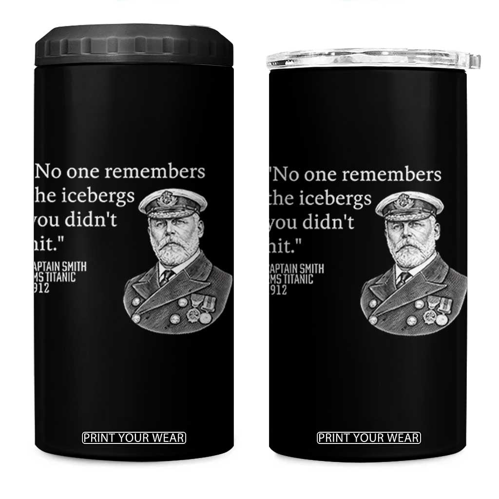 Funny Vintage Ship Captain Saying 4 in 1 Can Cooler Tumbler No One Remembers the Icebergs You Did Not Hit Dark Humor TS02 One Size: 16 oz Black Print Your Wear