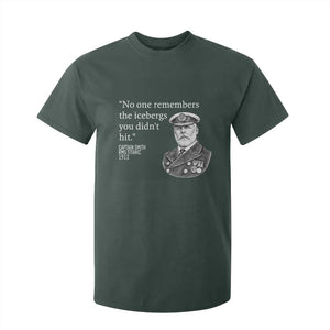 Funny Vintage Ship Captain Saying T Shirt For Kid No One Remembers the Icebergs You Did Not Hit Dark Humor TS02 Dark Forest Green Print Your Wear