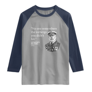 Funny Vintage Ship Captain Saying Raglan Shirt No One Remembers the Icebergs You Did Not Hit Dark Humor TS02 Sport Gray Navy Print Your Wear