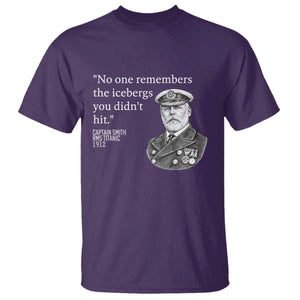 Funny Vintage Ship Captain Saying T Shirt No One Remembers the Icebergs You Did Not Hit Dark Humor TS02 Purple Print Your Wear