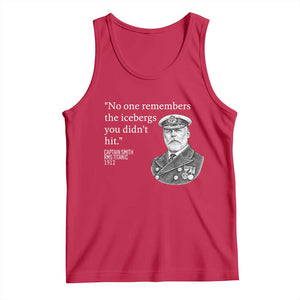 Funny Vintage Ship Captain Saying Tank Top No One Remembers the Icebergs You Did Not Hit Dark Humor TS02 Red Print Your Wear