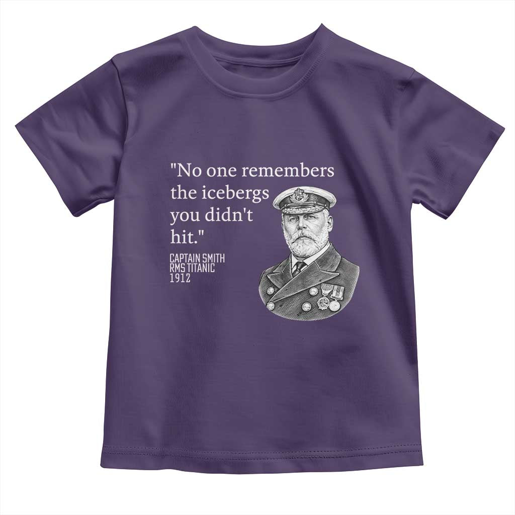 Funny Vintage Ship Captain Saying Toddler T Shirt No One Remembers the Icebergs You Did Not Hit Dark Humor TS02 Purple Print Your Wear