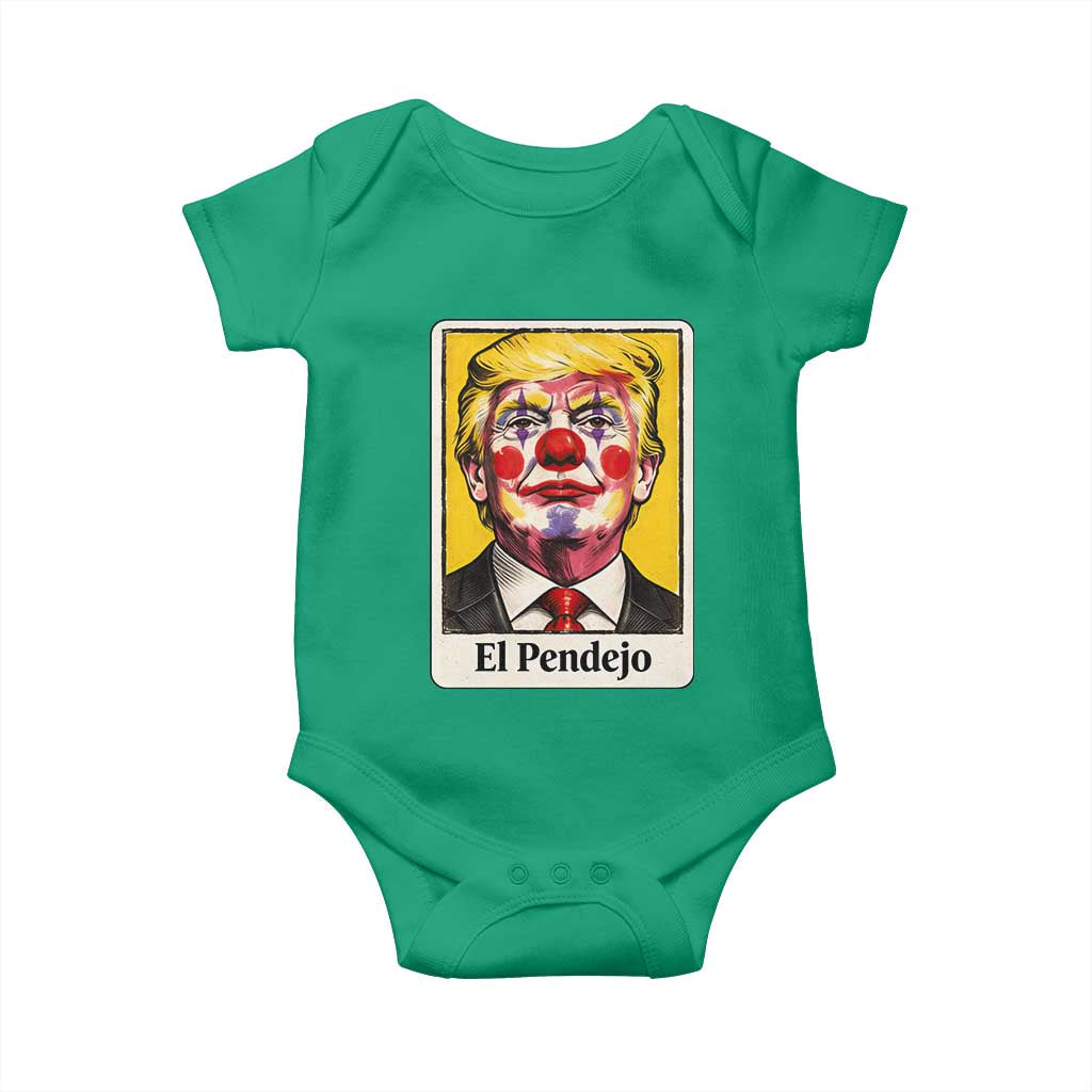 El Pendejo Clown Portrait Satire Baby Onesie Bold Political Humor Vintage Caricature TS02 Irish Green Print Your Wear