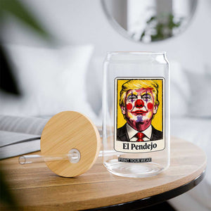 El Pendejo Clown Portrait Satire Glass Can Bold Political Humor Vintage Caricature TS02 Print Your Wear