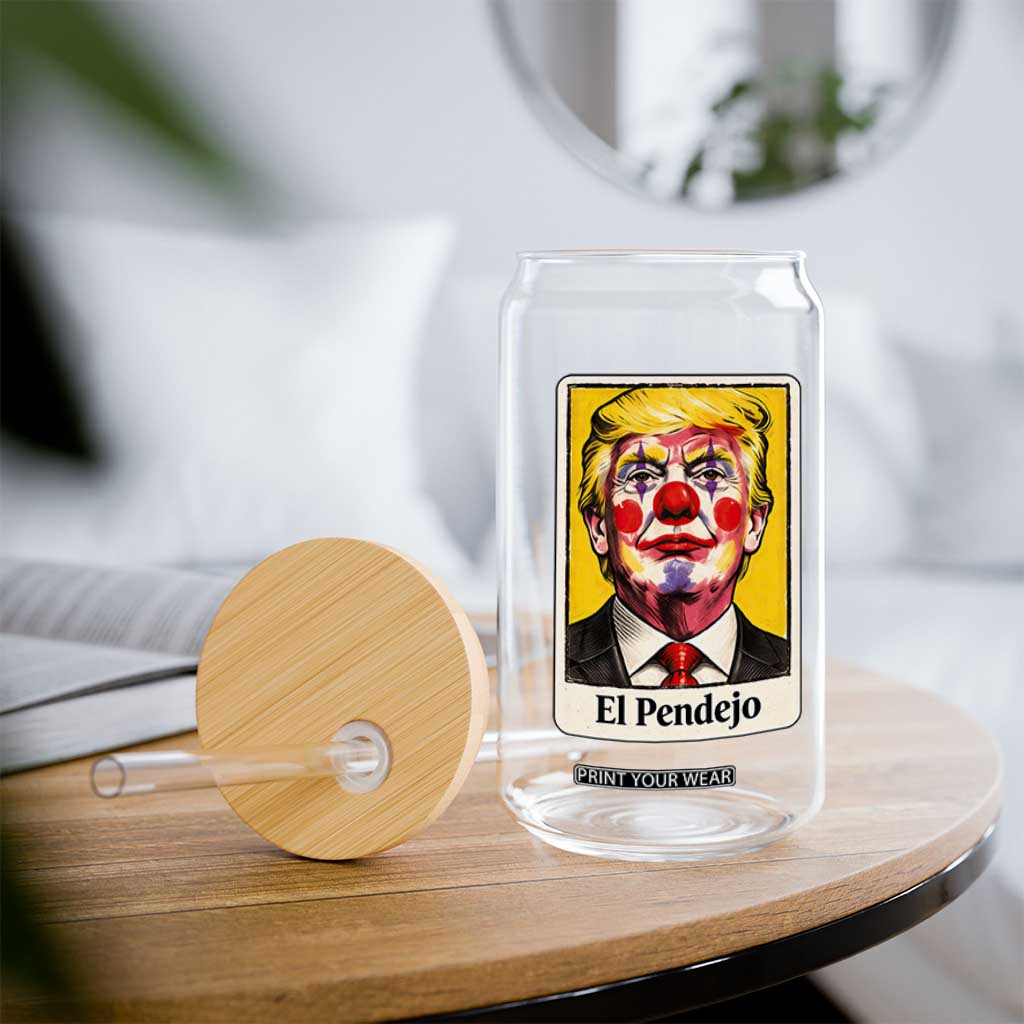 El Pendejo Clown Portrait Satire Glass Can Bold Political Humor Vintage Caricature TS02 Print Your Wear