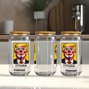 El Pendejo Clown Portrait Satire Glass Can Bold Political Humor Vintage Caricature TS02 Print Your Wear