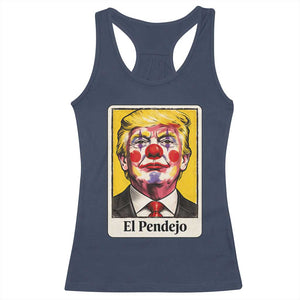 El Pendejo Clown Portrait Satire Racerback Tank Top Bold Political Humor Vintage Caricature TS02 Navy Print Your Wear