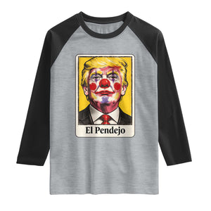 El Pendejo Clown Portrait Satire Raglan Shirt Bold Political Humor Vintage Caricature TS02 Heather Gray Black Print Your Wear