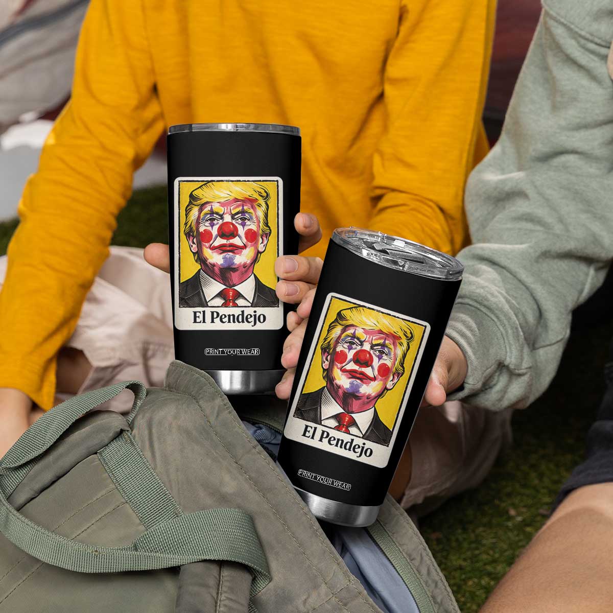 El Pendejo Clown Portrait Satire Tumbler Cup Bold Political Humor Vintage Caricature TS02 Print Your Wear