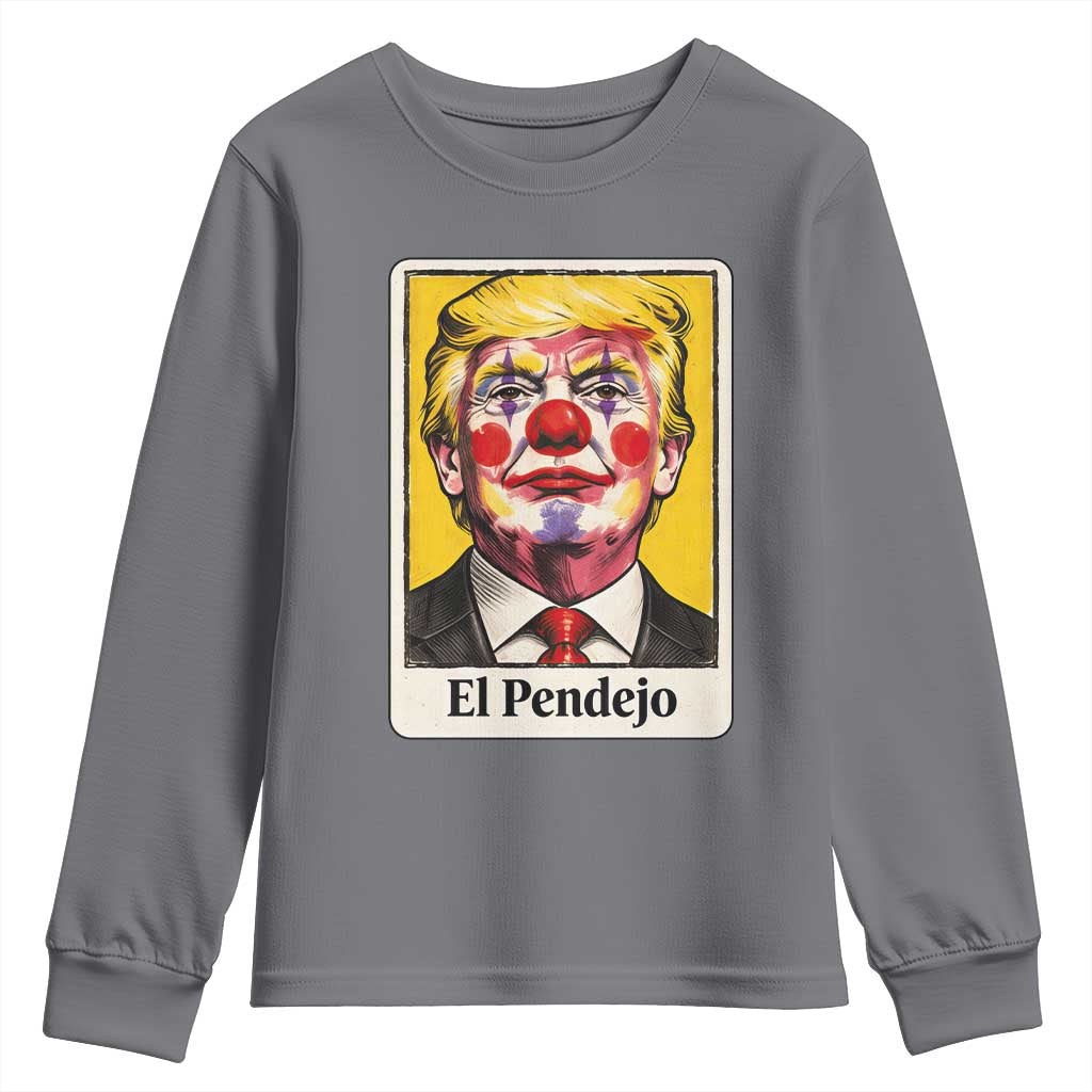 El Pendejo Clown Portrait Satire Youth Sweatshirt Bold Political Humor Vintage Caricature TS02 Charcoal Print Your Wear