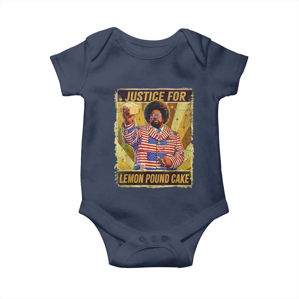 Justice for Lemon Pound Cake Vintage Retro Baby Onesie Funny Viral Hip Hop Meme Parody Internet Culture Fans TS02 Navy Print Your Wear