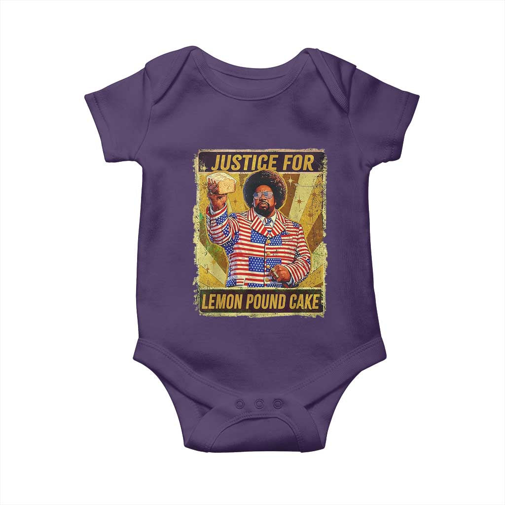 Justice for Lemon Pound Cake Vintage Retro Baby Onesie Funny Viral Hip Hop Meme Parody Internet Culture Fans TS02 Purple Print Your Wear