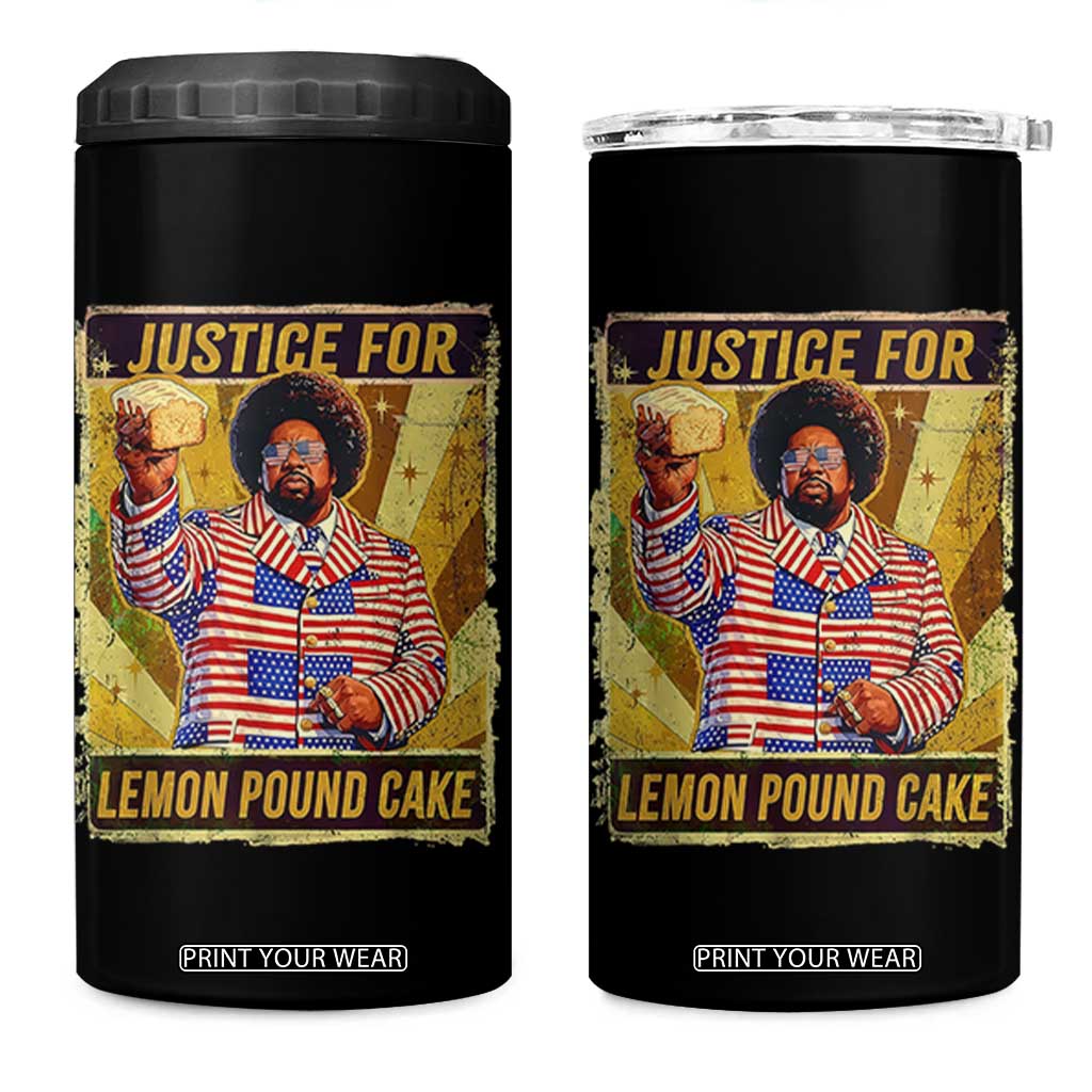 Justice for Lemon Pound Cake Vintage Retro 4 in 1 Can Cooler Tumbler Funny Viral Hip Hop Meme Parody Internet Culture Fans TS02 One Size: 16 oz Black Print Your Wear