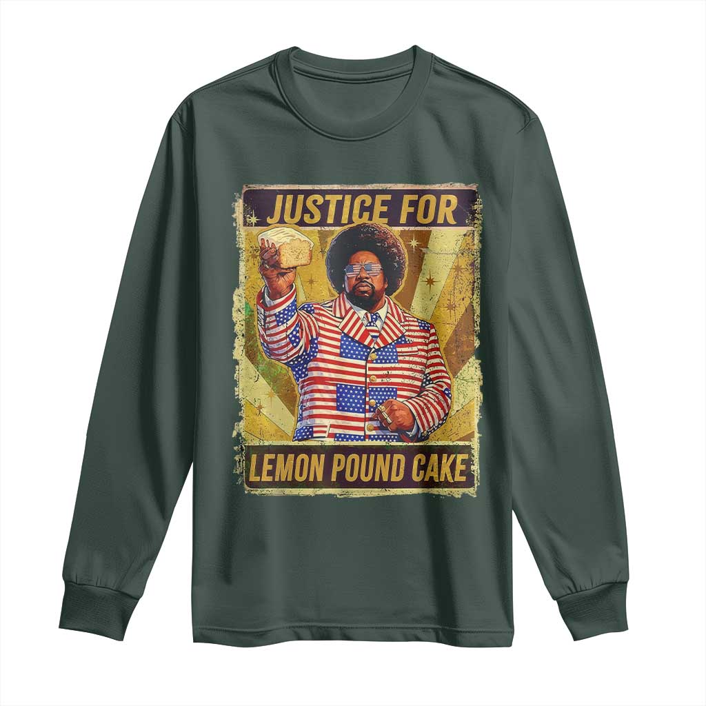 Justice for Lemon Pound Cake Vintage Retro Long Sleeve Shirt Funny Viral Hip Hop Meme Parody Internet Culture Fans TS02 Dark Forest Green Print Your Wear