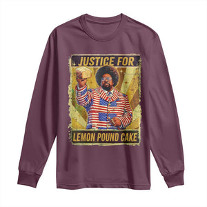 Justice for Lemon Pound Cake Vintage Retro Long Sleeve Shirt Funny Viral Hip Hop Meme Parody Internet Culture Fans TS02 Maroon Print Your Wear
