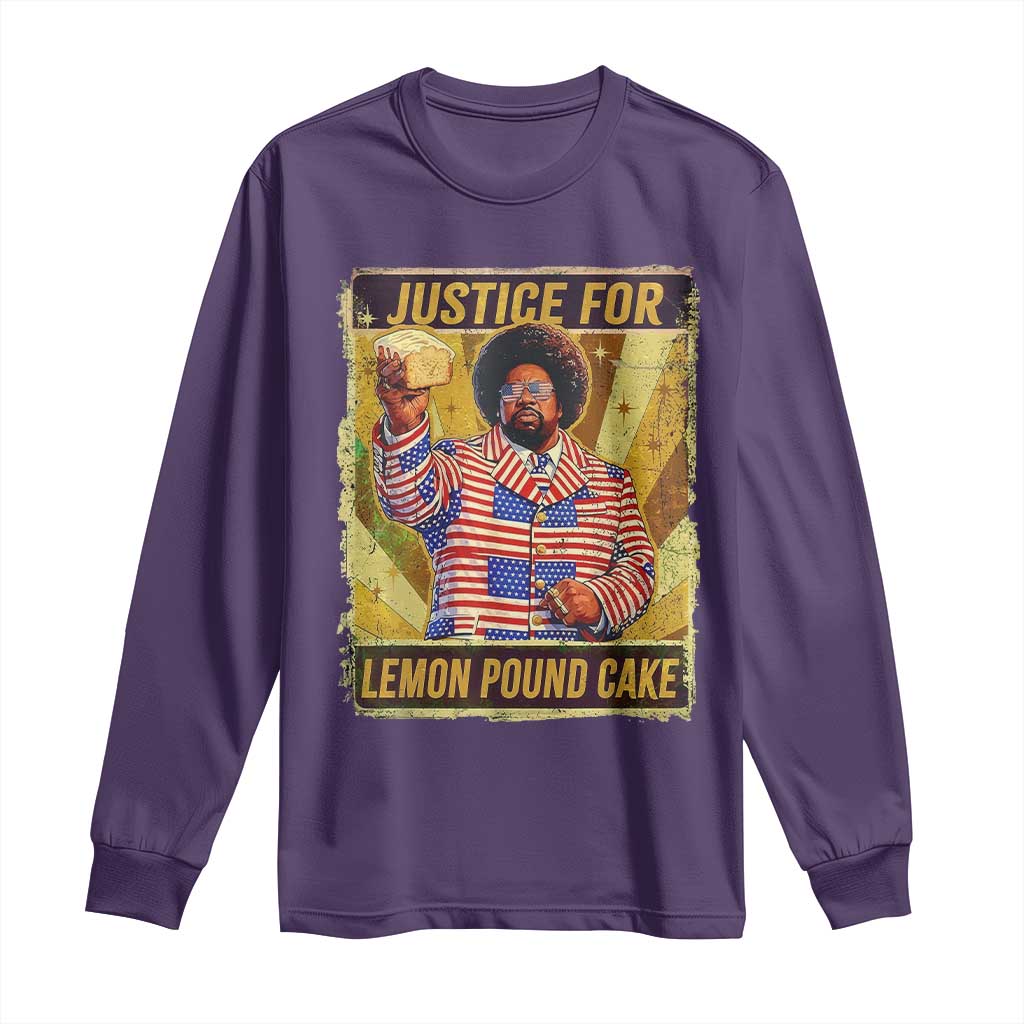 Justice for Lemon Pound Cake Vintage Retro Long Sleeve Shirt Funny Viral Hip Hop Meme Parody Internet Culture Fans TS02 Purple Print Your Wear