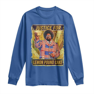 Justice for Lemon Pound Cake Vintage Retro Long Sleeve Shirt Funny Viral Hip Hop Meme Parody Internet Culture Fans TS02 Royal Blue Print Your Wear