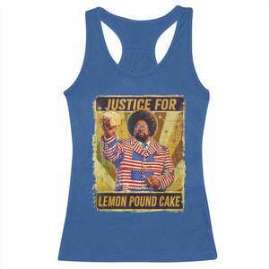 Justice for Lemon Pound Cake Vintage Retro Racerback Tank Top Funny Viral Hip Hop Meme Parody Internet Culture Fans TS02 Royal Blue Print Your Wear