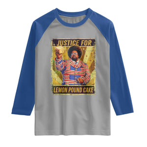 Justice for Lemon Pound Cake Vintage Retro Raglan Shirt Funny Viral Hip Hop Meme Parody Internet Culture Fans TS02 Sport Gray Royal Print Your Wear
