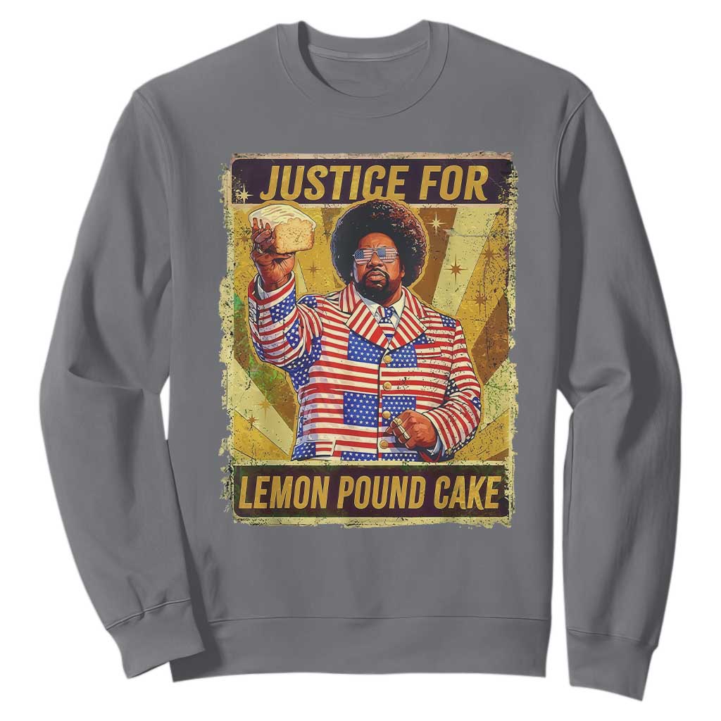 Justice for Lemon Pound Cake Vintage Retro Sweatshirt Funny Viral Hip Hop Meme Parody Internet Culture Fans TS02 Charcoal Print Your Wear