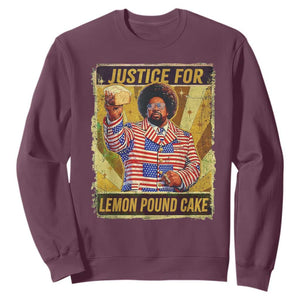 Justice for Lemon Pound Cake Vintage Retro Sweatshirt Funny Viral Hip Hop Meme Parody Internet Culture Fans TS02 Maroon Print Your Wear