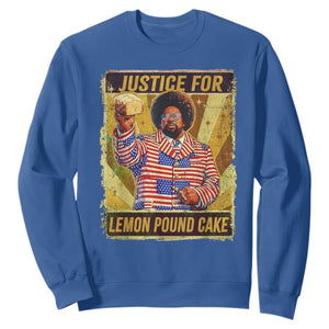 Justice for Lemon Pound Cake Vintage Retro Sweatshirt Funny Viral Hip Hop Meme Parody Internet Culture Fans TS02 Royal Blue Print Your Wear