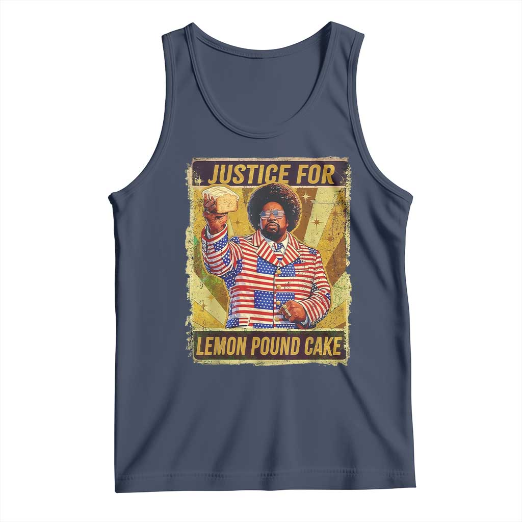 Justice for Lemon Pound Cake Vintage Retro Tank Top Funny Viral Hip Hop Meme Parody Internet Culture Fans TS02 Navy Print Your Wear