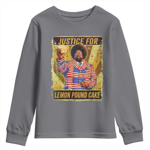 Justice for Lemon Pound Cake Vintage Retro Youth Sweatshirt Funny Viral Hip Hop Meme Parody Internet Culture Fans TS02 Charcoal Print Your Wear