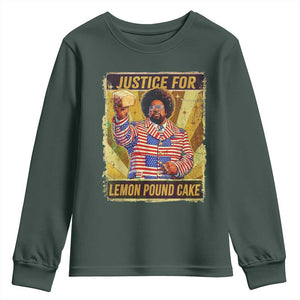 Justice for Lemon Pound Cake Vintage Retro Youth Sweatshirt Funny Viral Hip Hop Meme Parody Internet Culture Fans TS02 Dark Forest Green Print Your Wear