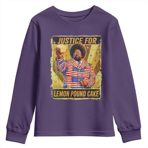 Justice for Lemon Pound Cake Vintage Retro Youth Sweatshirt Funny Viral Hip Hop Meme Parody Internet Culture Fans TS02 Purple Print Your Wear