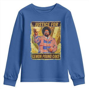 Justice for Lemon Pound Cake Vintage Retro Youth Sweatshirt Funny Viral Hip Hop Meme Parody Internet Culture Fans TS02 Royal Blue Print Your Wear