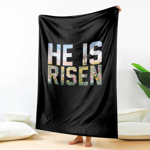 He Is Risen Matthew 28:6 Floral Christian Easter Throw Blanket Spring Flowers Cross Landscape Faith Inspirational Gift TS02 Print Your Wear