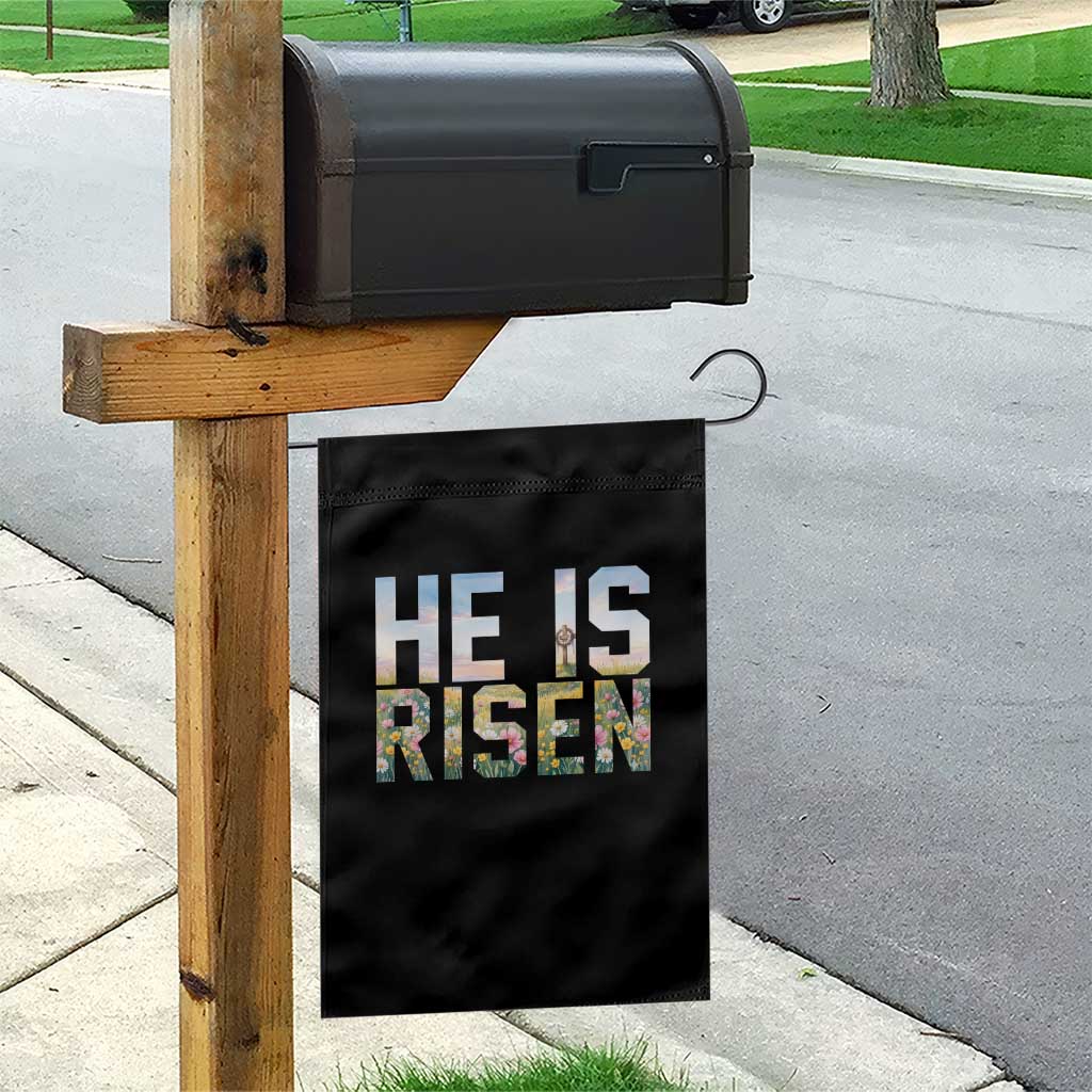 He Is Risen Matthew 28:6 Floral Christian Easter Garden Flag Spring Flowers Cross Landscape Faith Inspirational Gift TS02 Print Your Wear