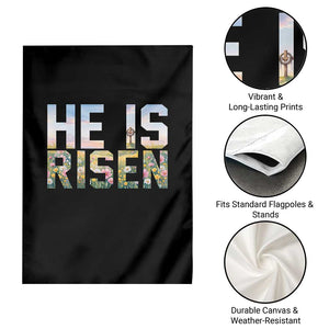 He Is Risen Matthew 28:6 Floral Christian Easter Garden Flag Spring Flowers Cross Landscape Faith Inspirational Gift TS02 Print Your Wear